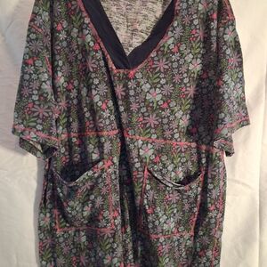 NATURAL LIFE Floral Pocket Swim Coverup in Navy, Pink, Green